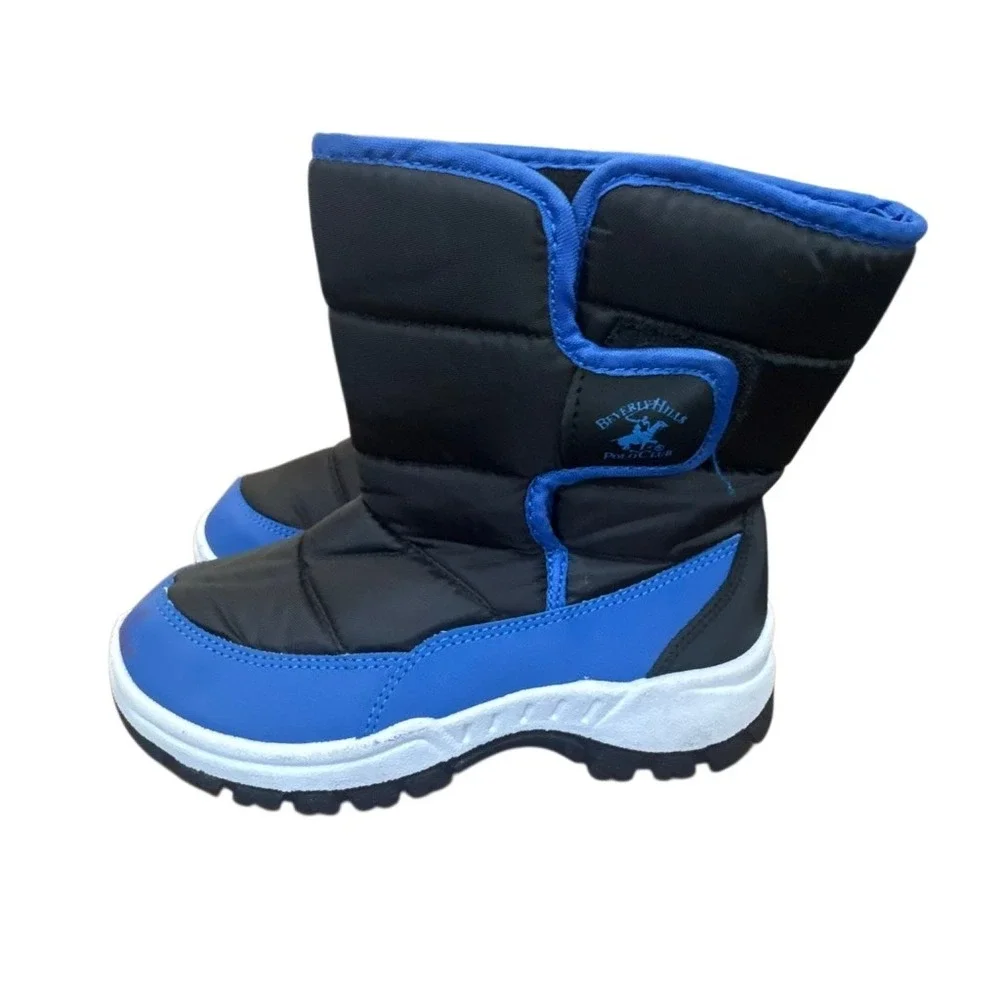 Beverly Hills Polo Club Black Blue Snow Ski Boots Toddler 11 Fleece Line Slip On